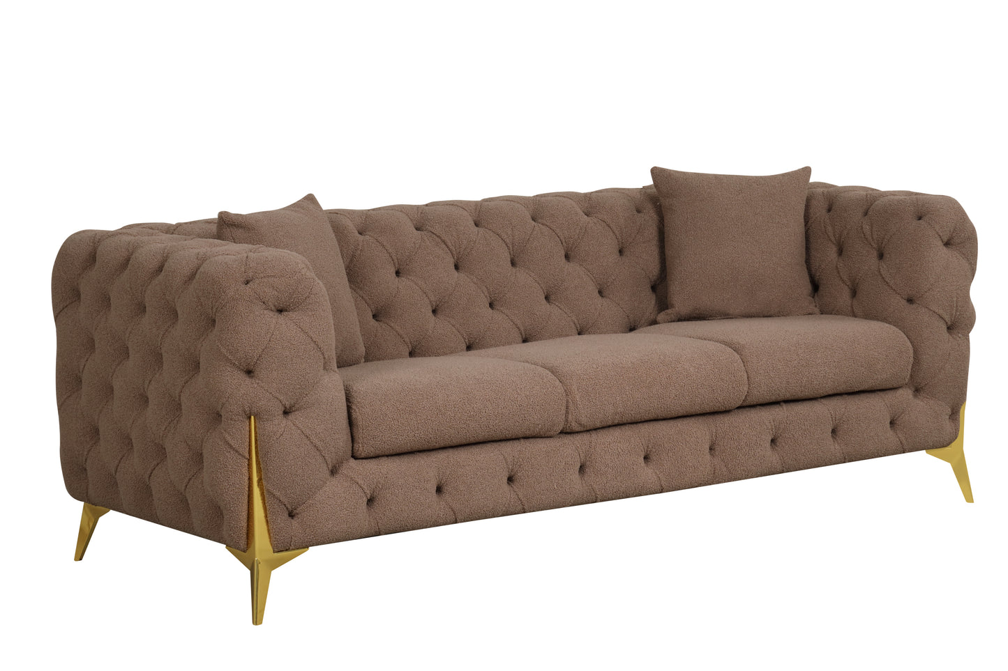 Contempo Modern Style Buckle Fabric Sofa Made with Wood in Brown