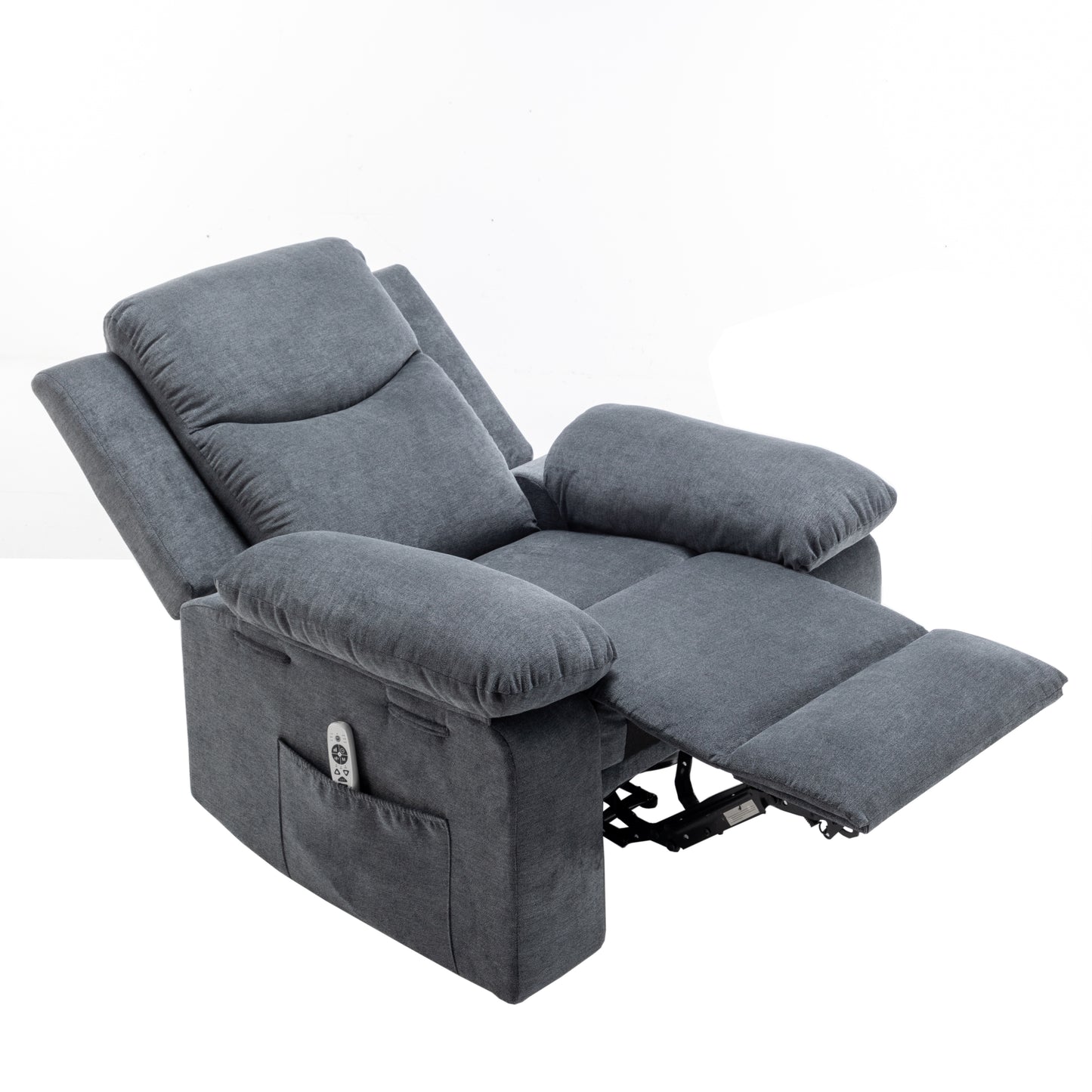 Power Recliner Chair with Adjustable Massage Function, Velvet Electric Power Chair for Elderly with One Side Pockets, Recliner Chair with Heating System for Living Room,Dark Gray