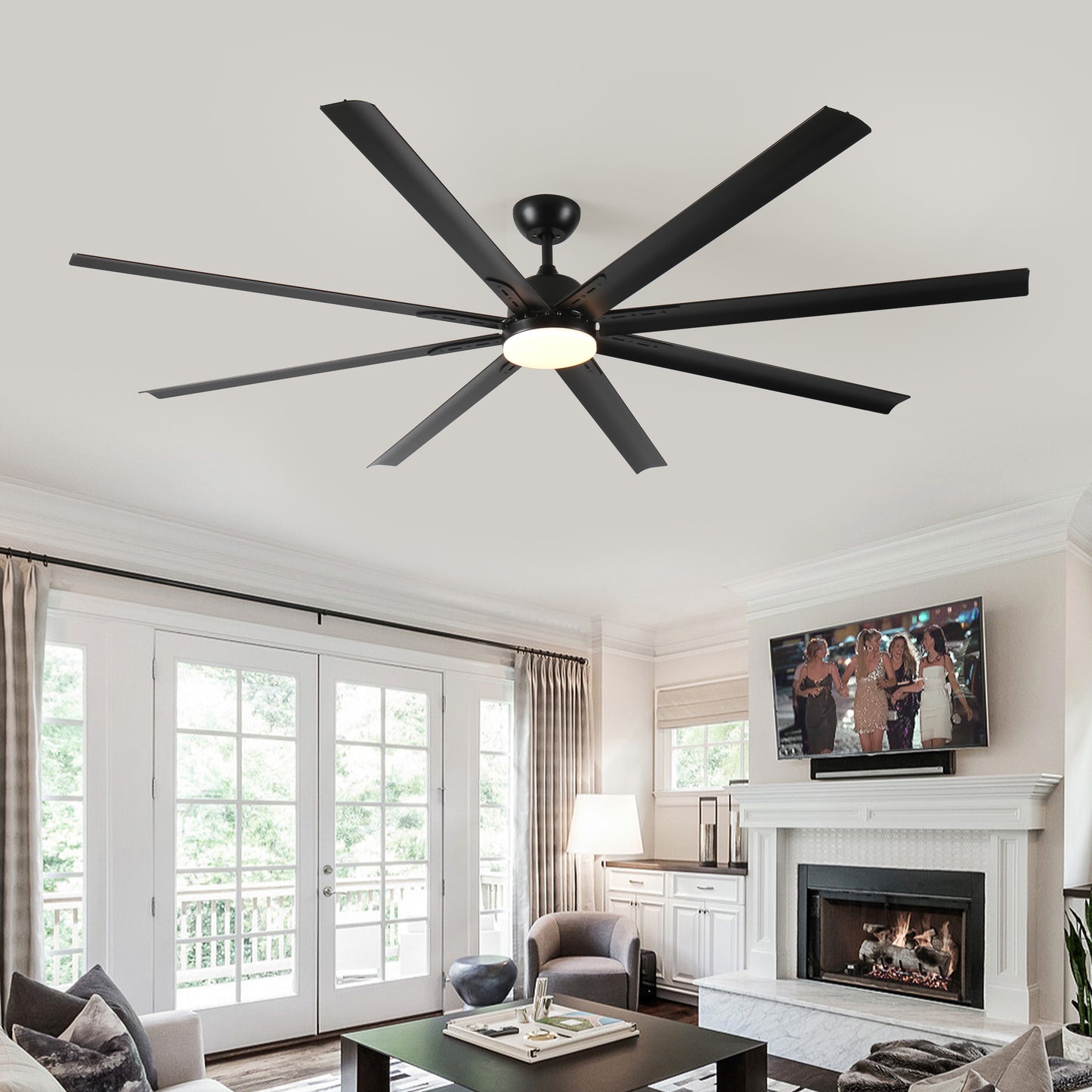 84 In Super Large Black Ceiling Fan with Remote Control