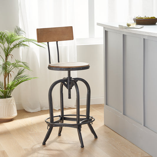 Adjustable Height Swivel Barstools WITH FIR WOOD