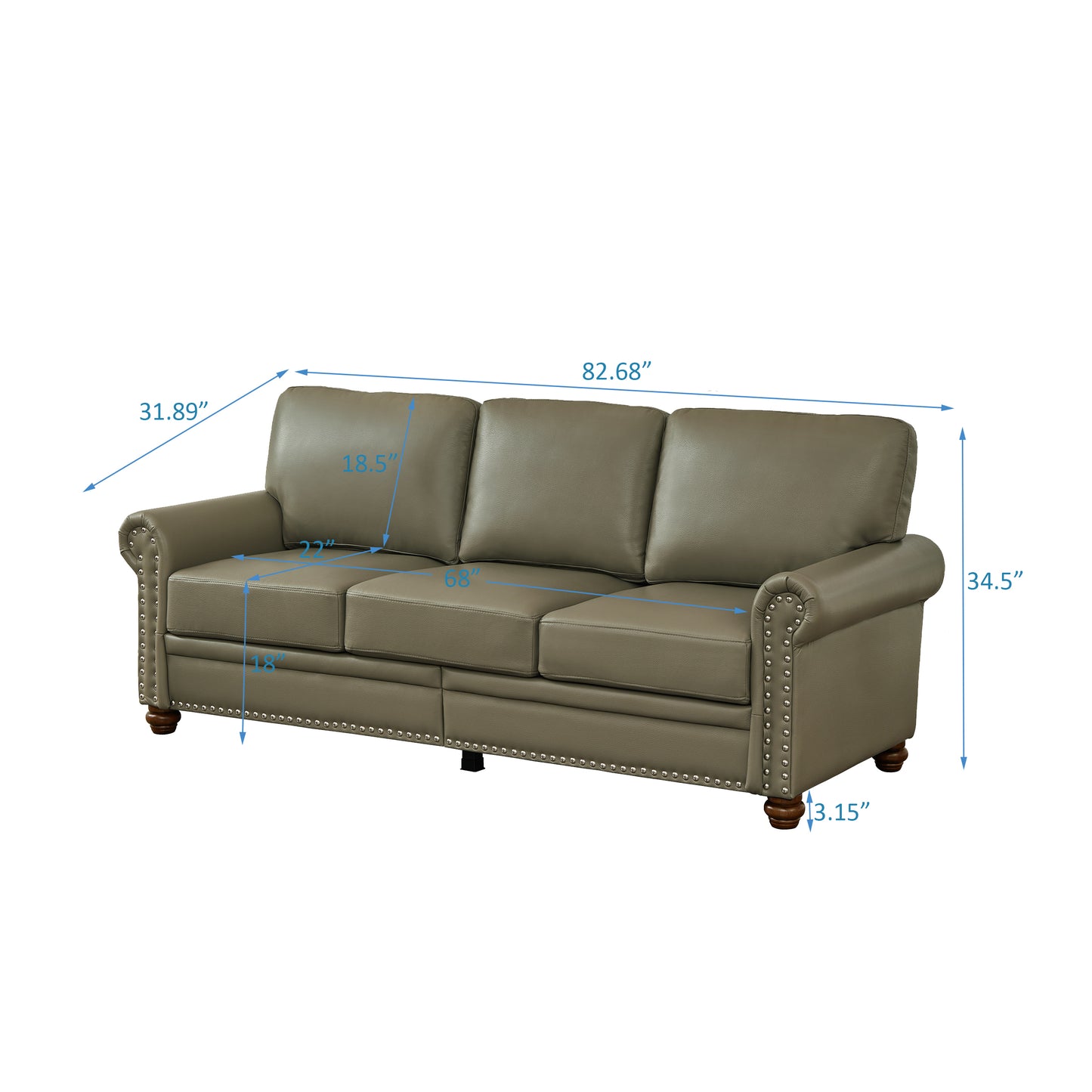 Living Room Sofa with Storage Sofa 2+3 Sectional Taupe Faux Leather