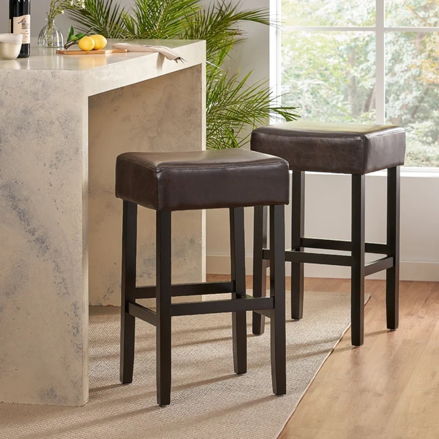 [OLD SKU: 74504.00] Set of 2, 30" Backless Leather Counter Height Barstool