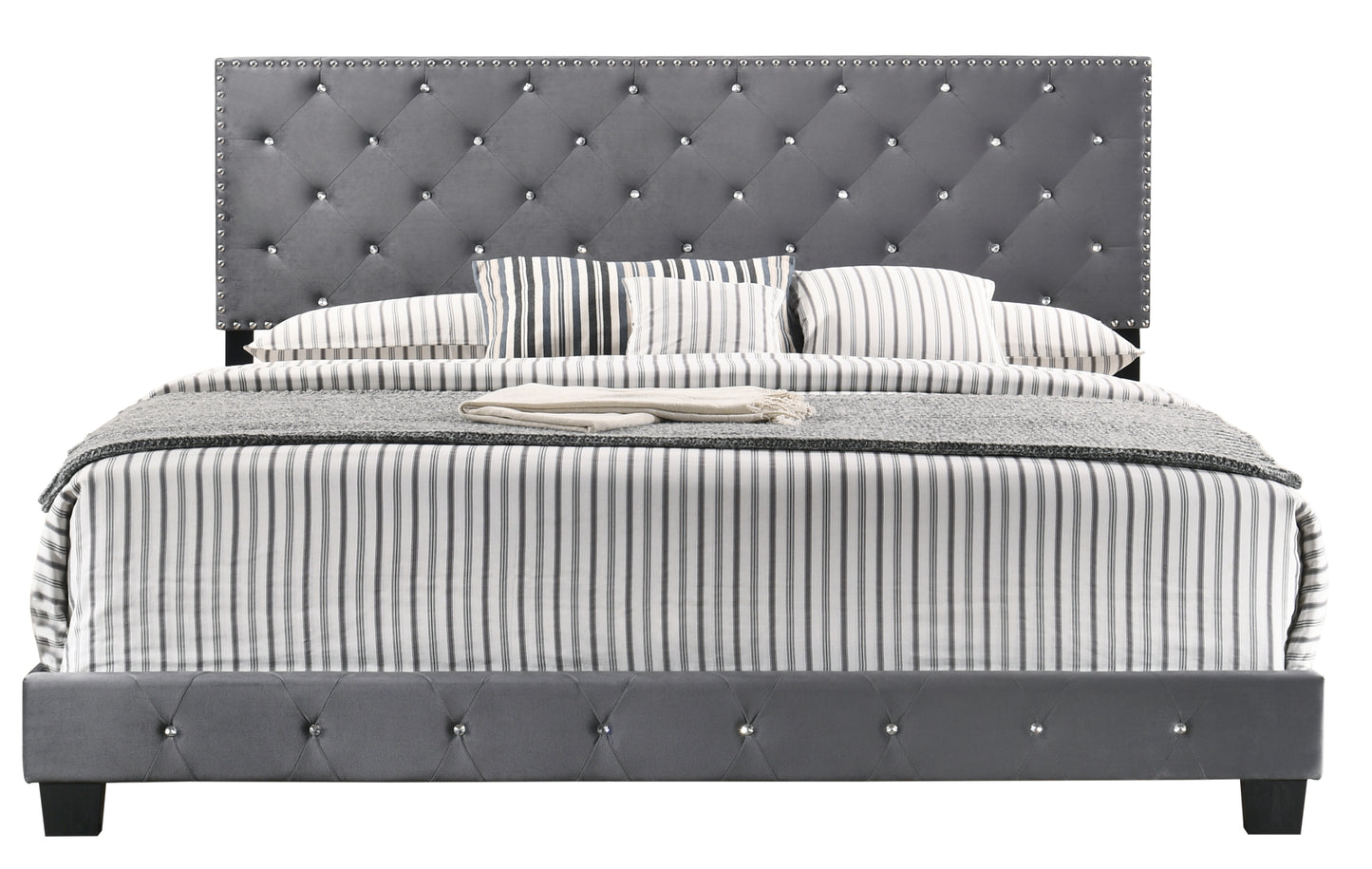 Transitional Gray King Bed For Modern Living