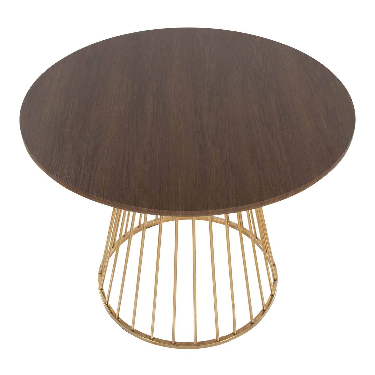 Canary Cosmo Contemporary Dining Table in Gold Metal and Walnut Wood by LumiSource