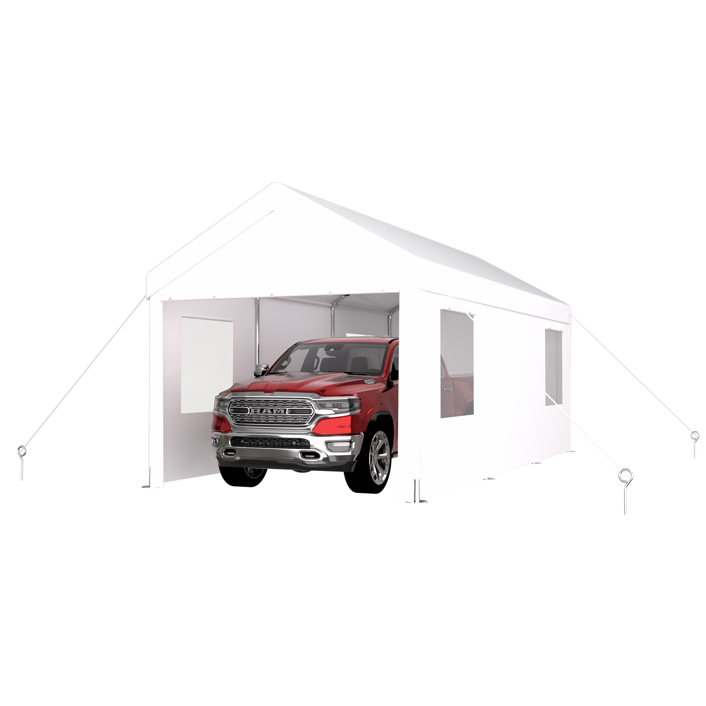 Carport 10' x 20' Portable Garage, Heavy Duty Car Port Canopy with 2 Roll-up Doors & 4 Ventilated Windows for Car, Truck, Boat, Garden Tools ,white