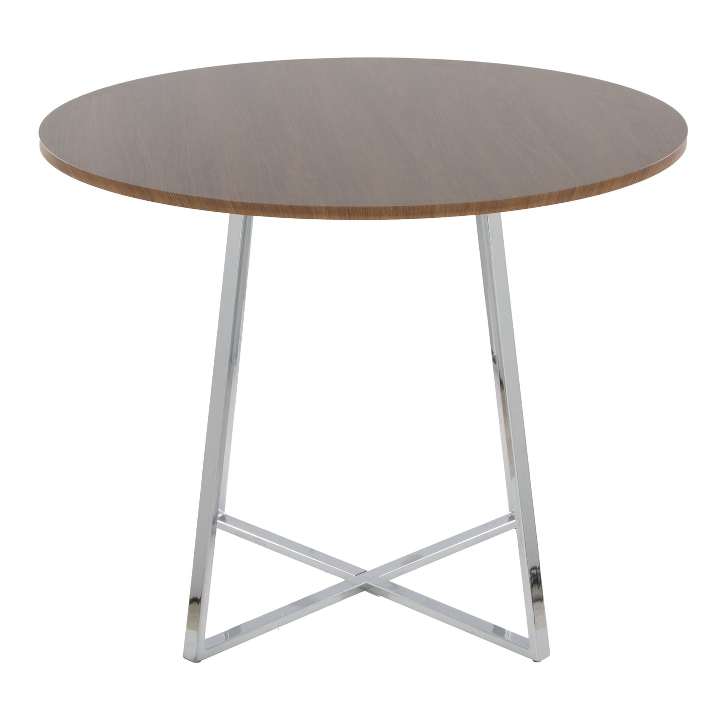 Cosmo Canary Contemporary Dining Table in Chrome Metal and Walnut Wood by LumiSource