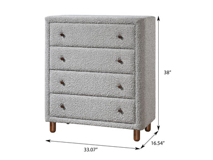 Grey 4-Drawer Upholstered Chest