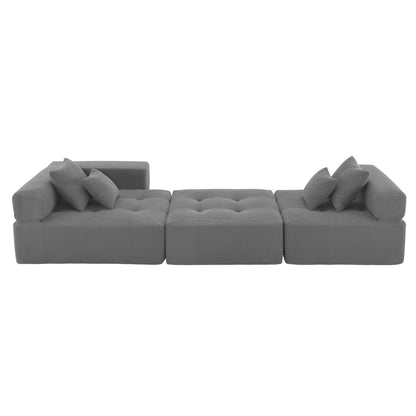 105.5''L Shaped Modular Sectional Sofa,Minimalist Corduroy Floor Couch Set,Convertible Foam-Filled Cloud Compressed Couch for Living Room,3 PC Free Combination,No Assembly Required,3 Colors