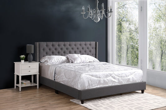 Transitional King Upholstered Bed In Gray