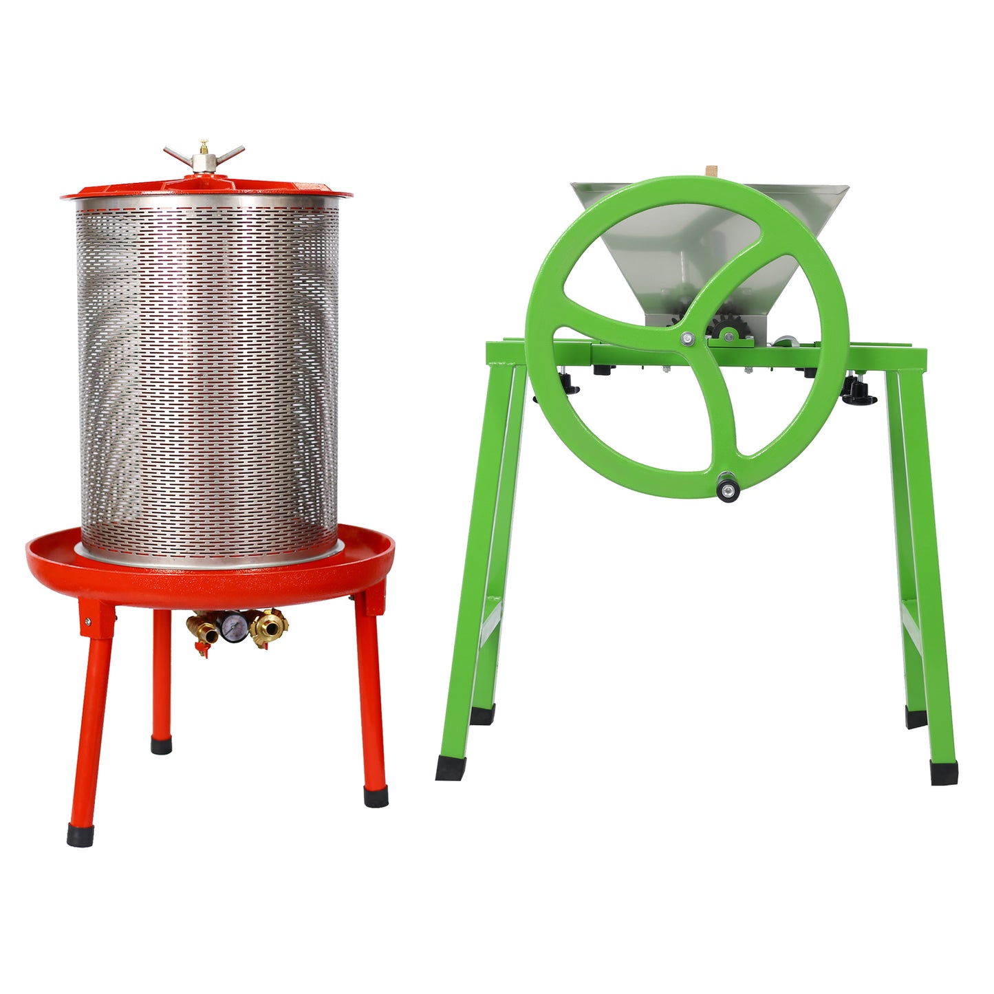 Hydraulic Fruit Wine Press with Fruit and Apple Crusher - Electricity-Free/Water-powered Cider Wine Bladder Press
