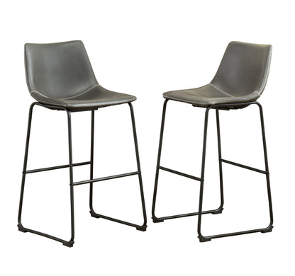 Lotusville Vintage PU Leather Barstools, Set of 2, Antique Grey