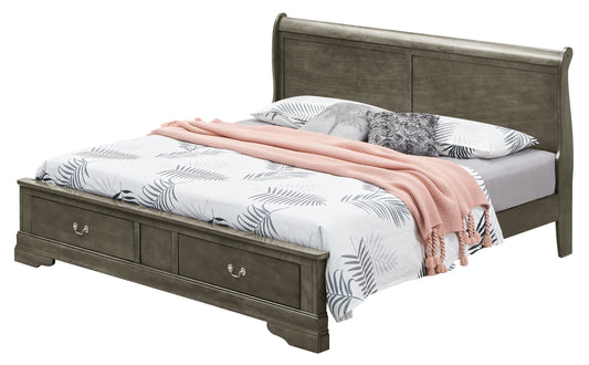 Elegant Gray Queen Storage Bed With Charm