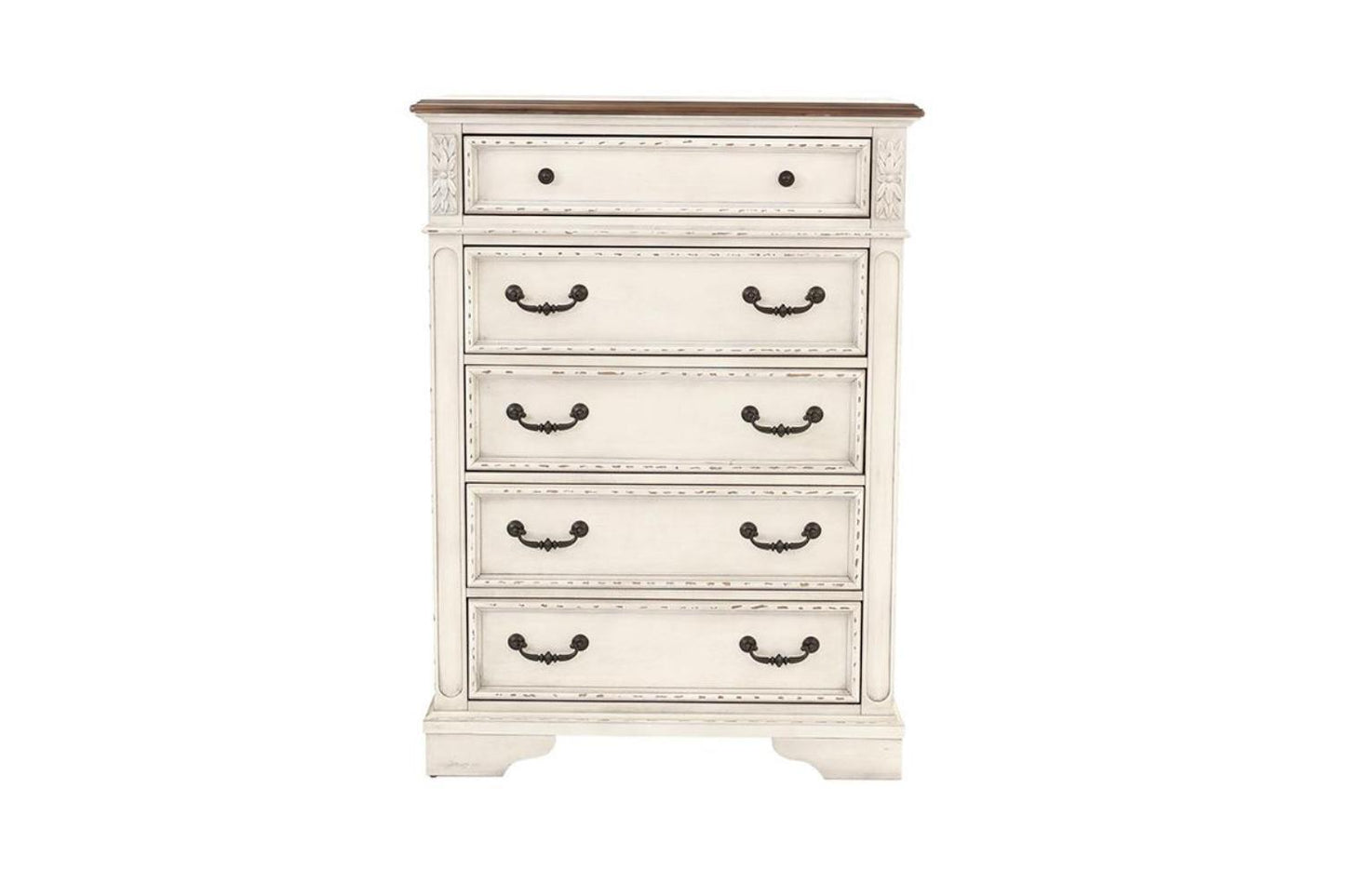 Antique White Wooden Chest Of Drawers Bedroom Formal 1pc Chest Antique Walnut Top Storage Cabinet