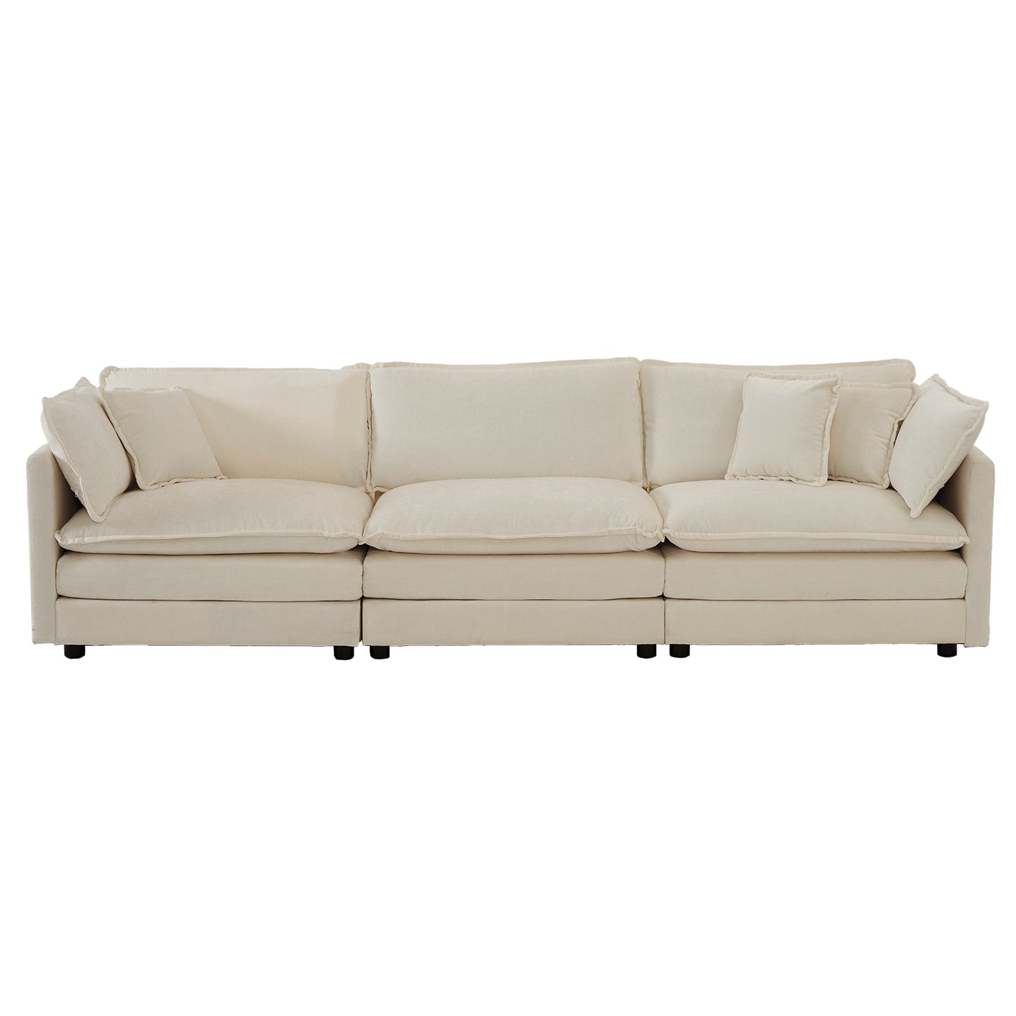 Modern Sofa Couch, 3 Piece Set Extra Deep Seat Sectional Sofa for Living Room, Oversized Sofa, 3 Seat Sofa, Loveseat and Single Sofa, Beige Chenille