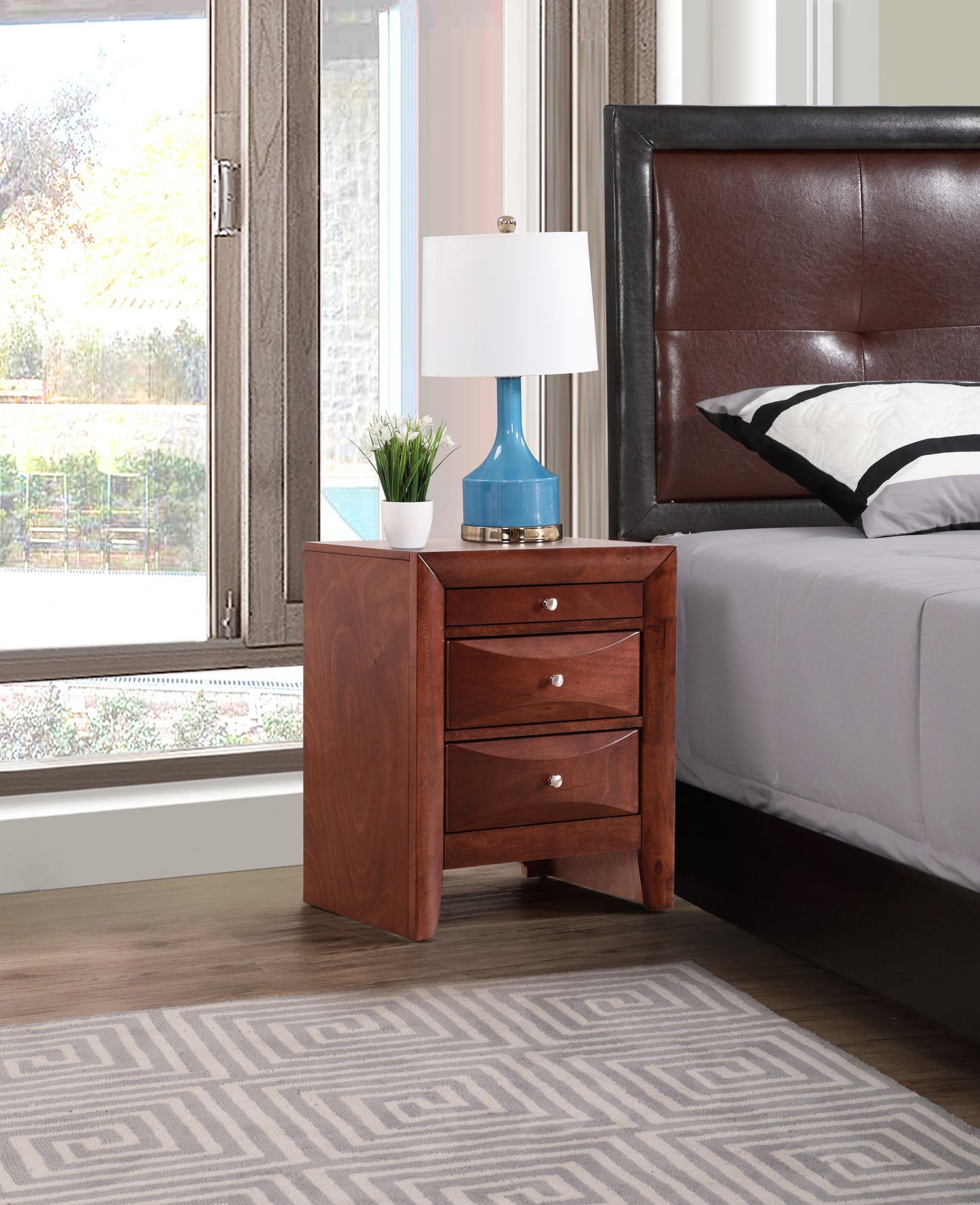 Sleek Cherry Nightstand With Storage