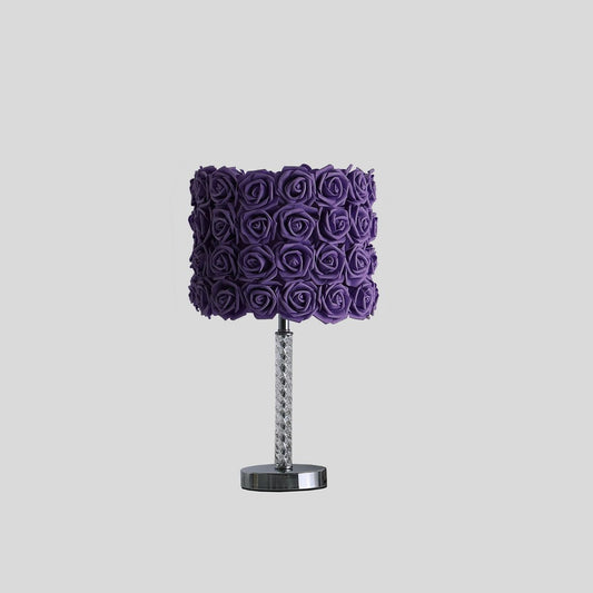 18.25" Lavender Roses in Bloom Acrylic / Metal Table Lamp