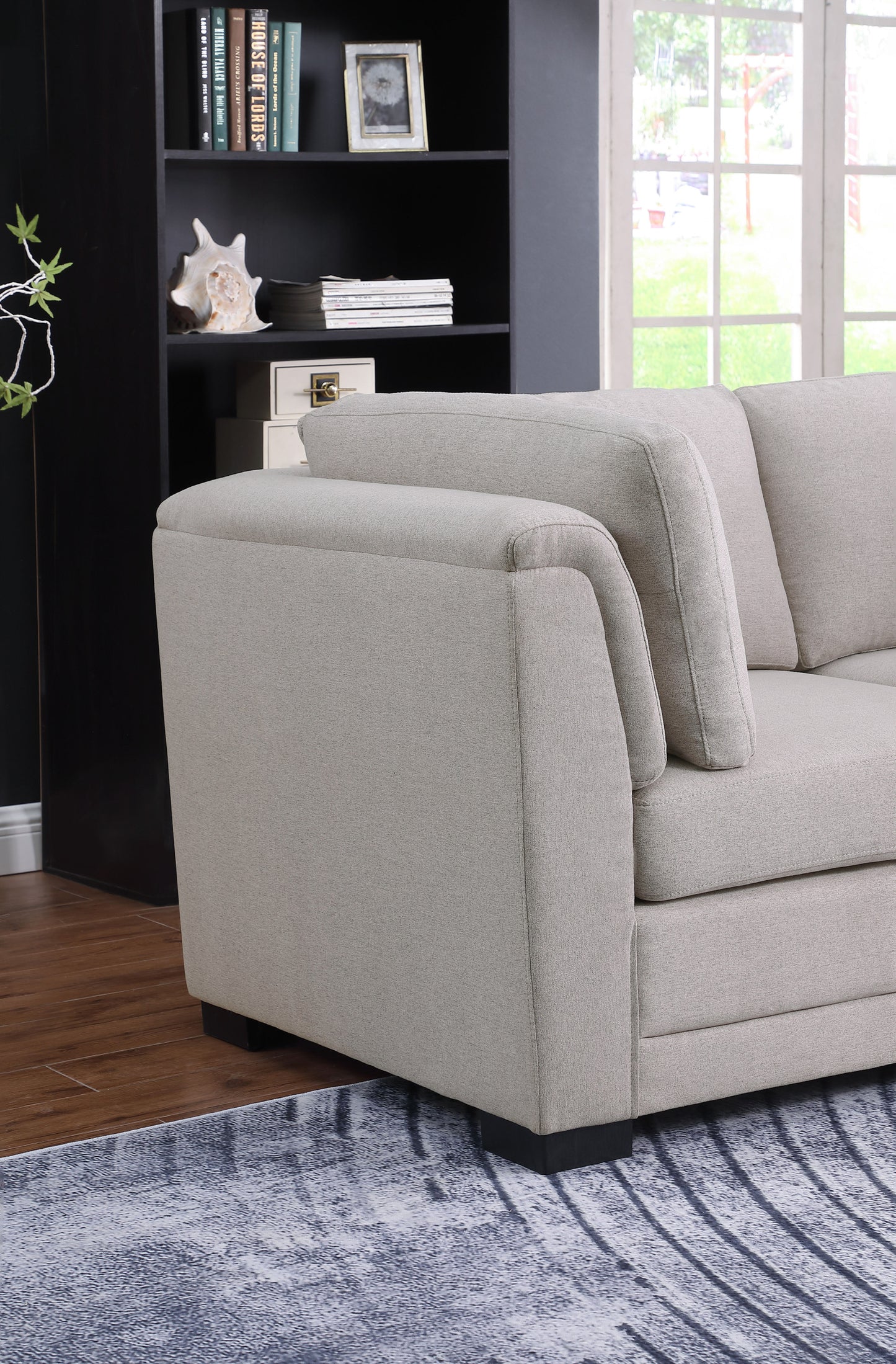 Kristin 96" Light Gray Linen Fabric 3-Seater Modular Sofa