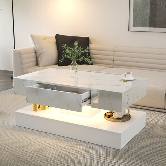 16.93IN High LED Coffee Table,Modern Coffee Table for Living Room,Living Room Tables,Large Living Room Furniture,LED Lights