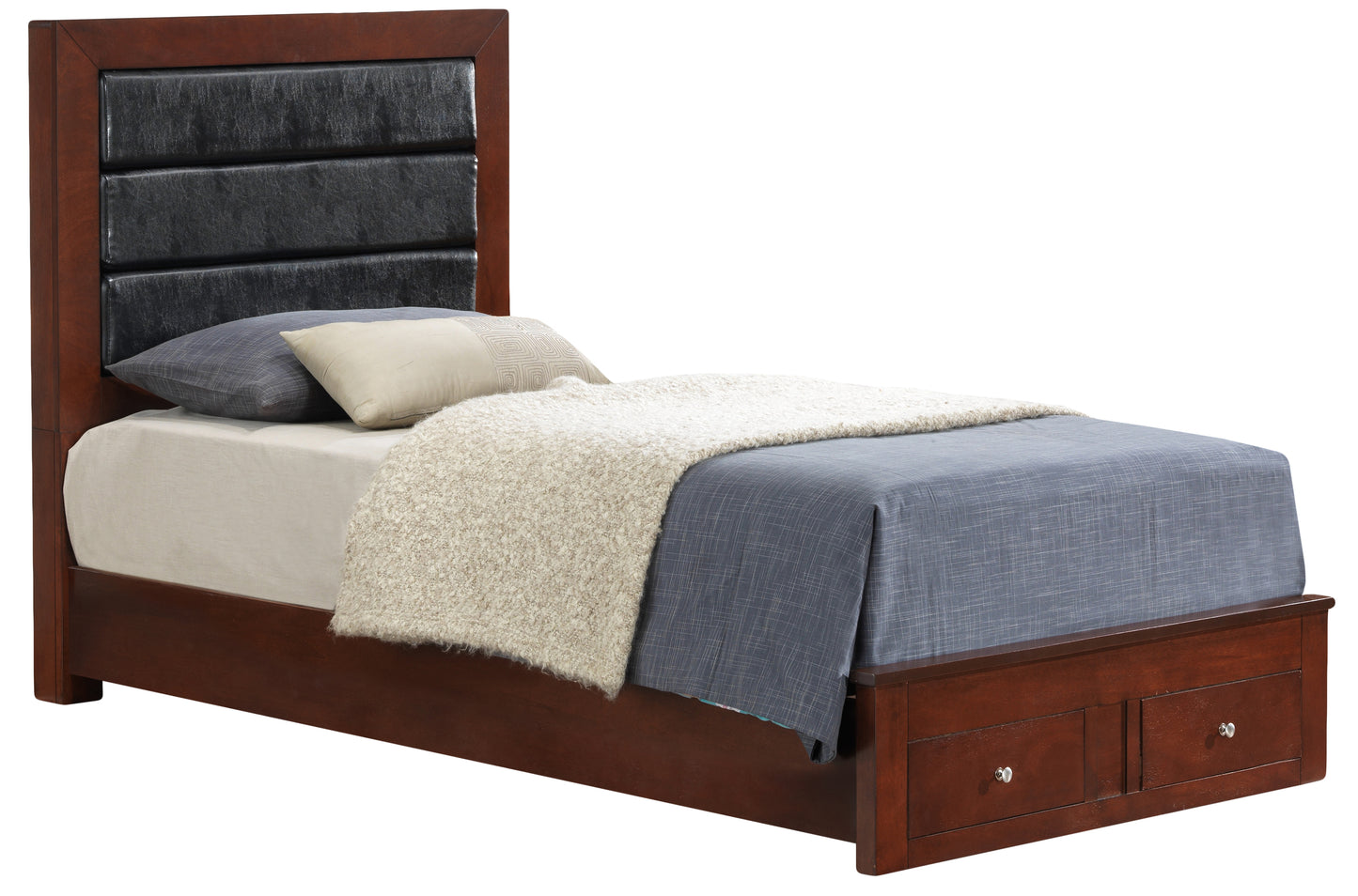 Transitional Twin Storage Bed In Cherry Finish