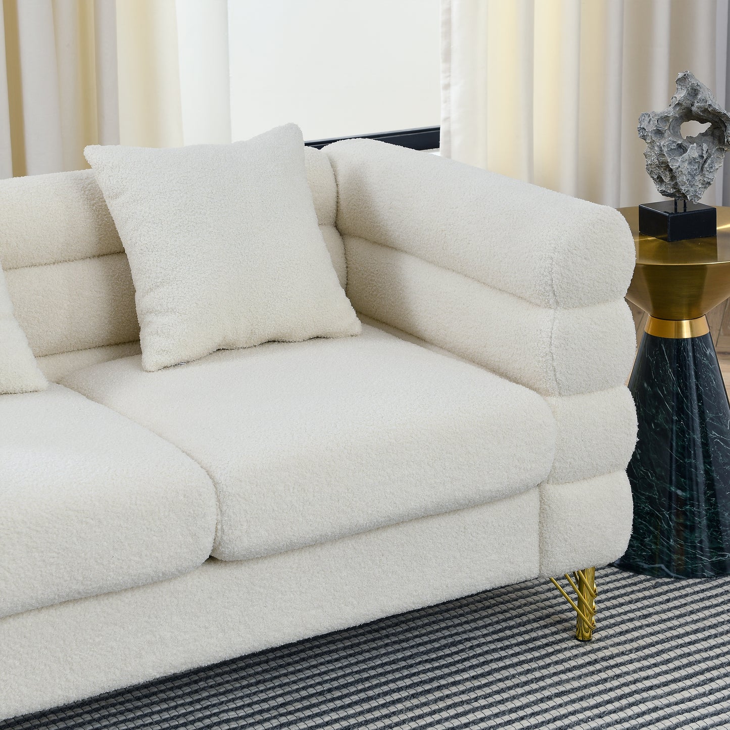 3-seater + 2-seater Combination sofa.White teddy(Ivory)