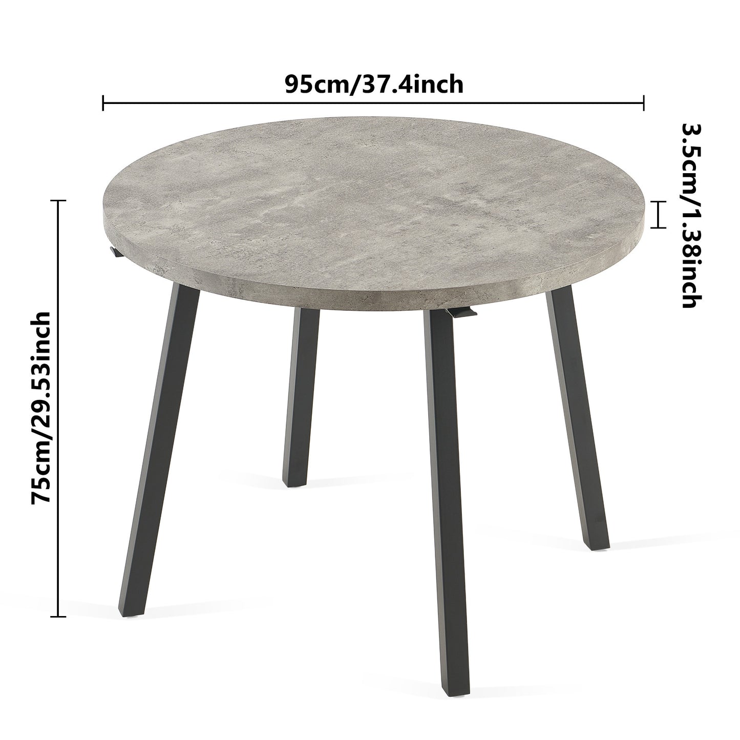 Grey Round Dining Table, Mid Century Modern Round Dining Table,Dinning Table for Kitchen