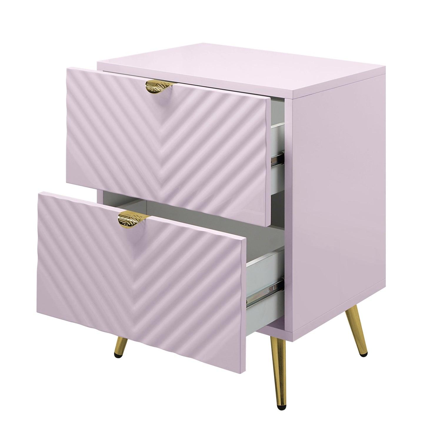 Pink High Gloss 2-Drawer Nightstand