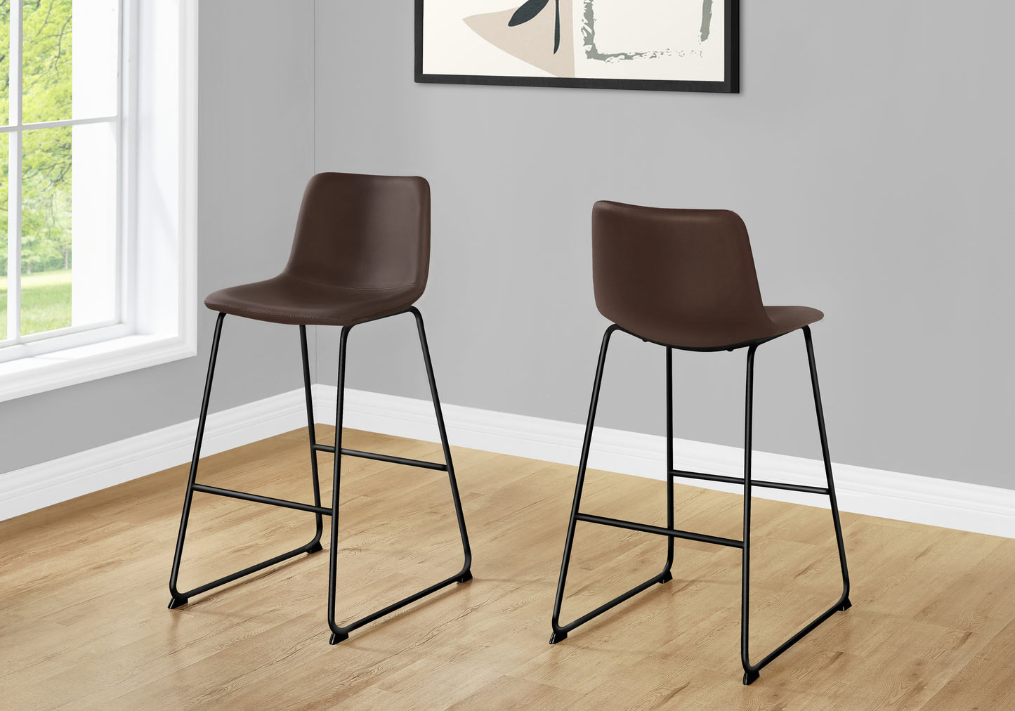 Office Chair, Bar Height, Standing, Computer Desk, Work, Brown Leather Look, Black Metal, Contemporary, Modern