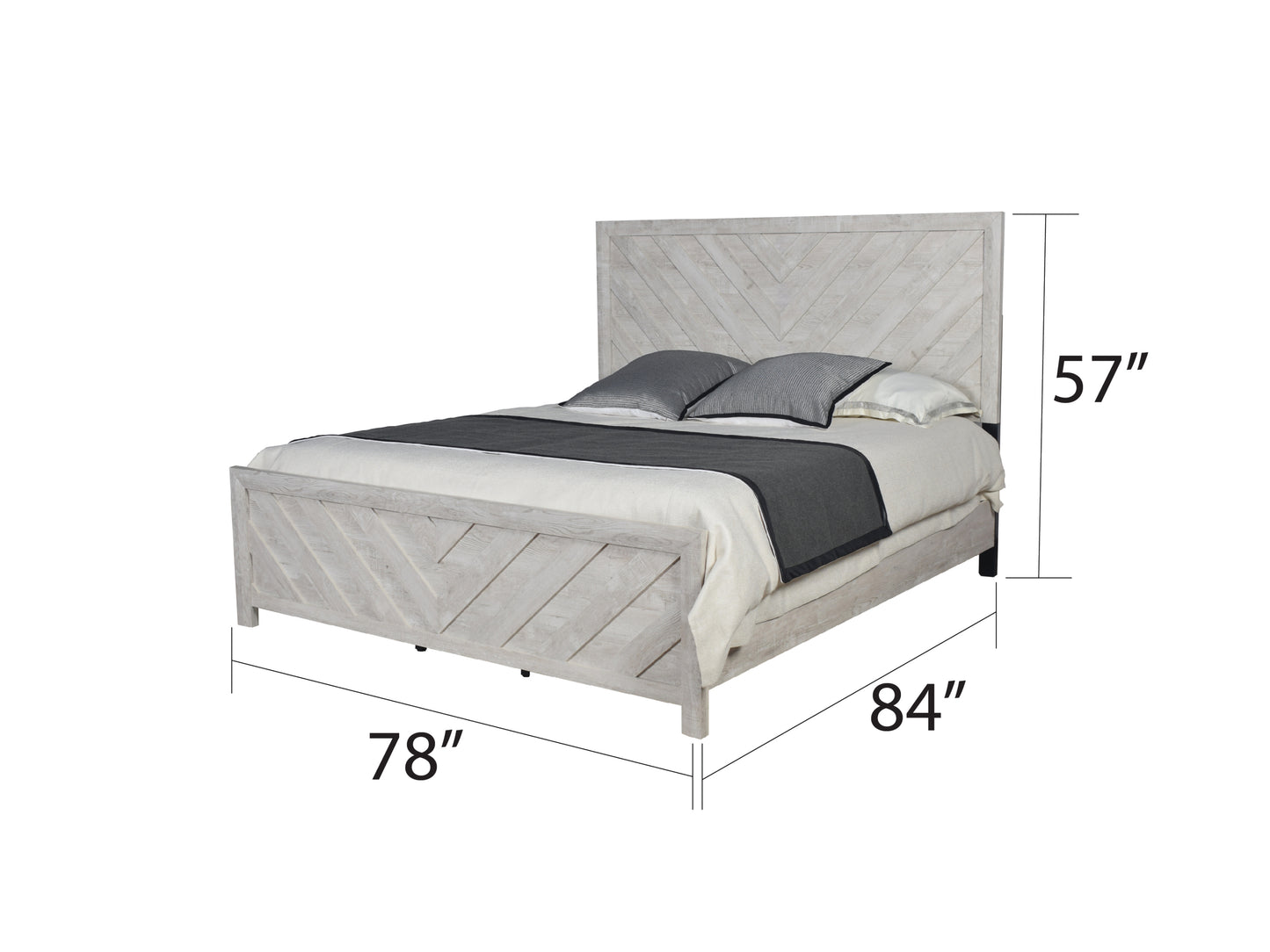 King 5PC Modern Style Storage Bedroom Set Made with Wood in Gray