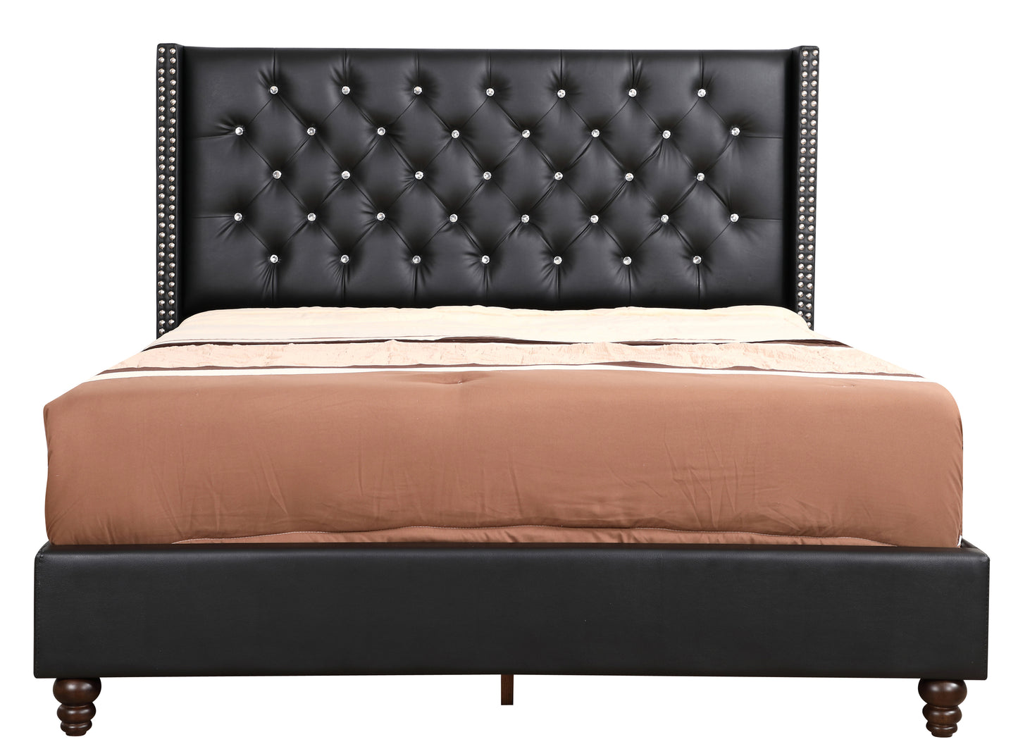 Sleek Transitional Black Upholstered Bed