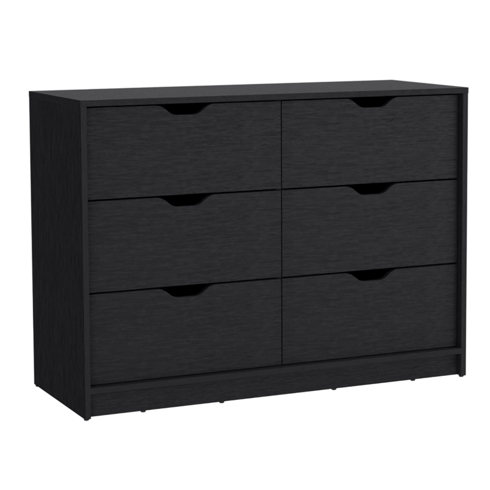 Basilea 4 Drawers Double Dresser with 2 pull down Cabinets Black
