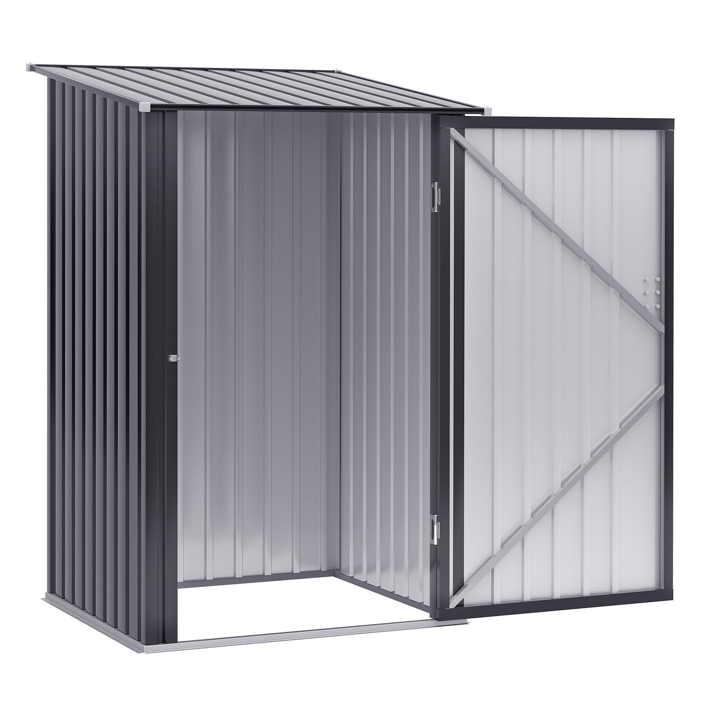 Outsunny 3.3' x 3.4' Outdoor Storage Shed, Galvanized Metal Utility Garden Tool House, Lockable Door for Backyard, Bike, Patio, Garage, Lawn, Dark Gray