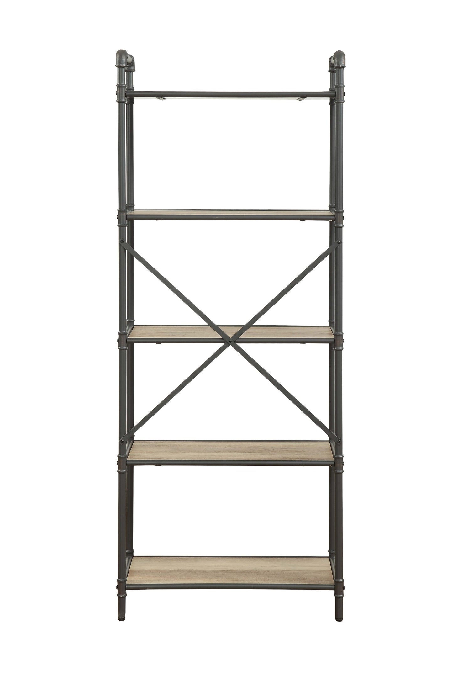 Itzel Antique Oak & Sandy Gray Finish Bookshelf