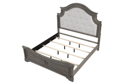 Traditional Style Queen Bed Made with wood in Rustic Gray