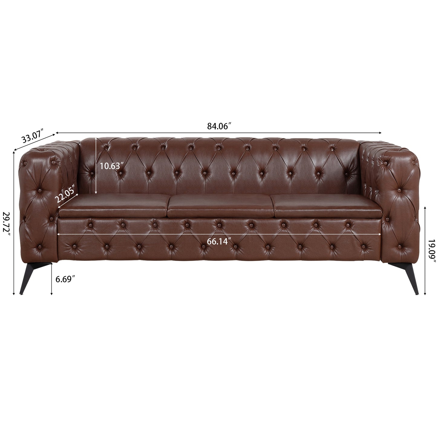 84.06Inch Width Traditional  Square Arm removable cushion 3 seater Sofa