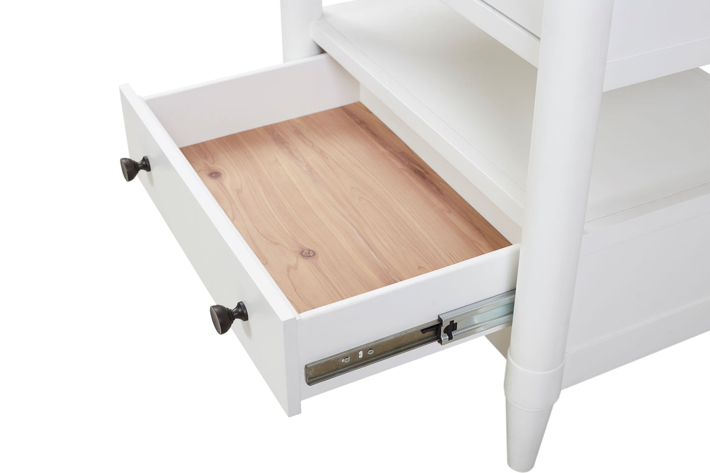 Open Nightstand White Finish With 2 Drawers