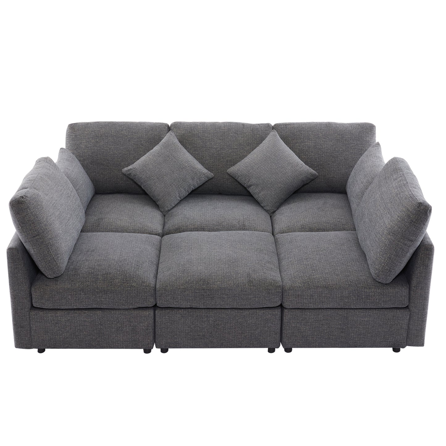 85.4" Sectional Sofa Modular Sofa U-shaped Sofa Couch Sofa Bed L-shaped Sofa with a Movable Ottoman and Two USB Ports for Living Room, Grey