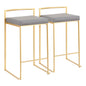 Fuji Contemporary Counter Stool in Gold with Grey Faux Leather by LumiSource - Set of 2