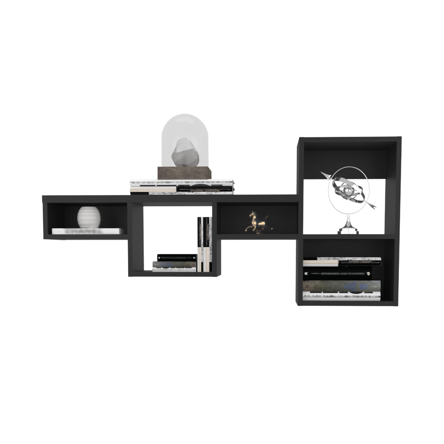 Wallshe 47" Wide 7-Tier Wall Shelf, Cube Shelf Modular Shelf for Living Room, Home office, Bedroom  Black