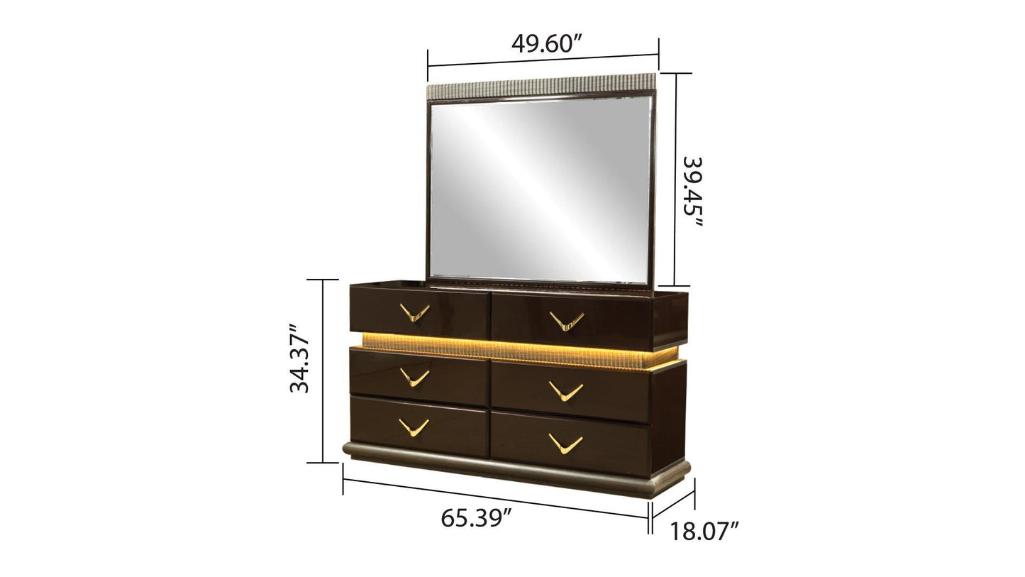 Modern Style 6- Drawer Dresser Made with Wood in Brown