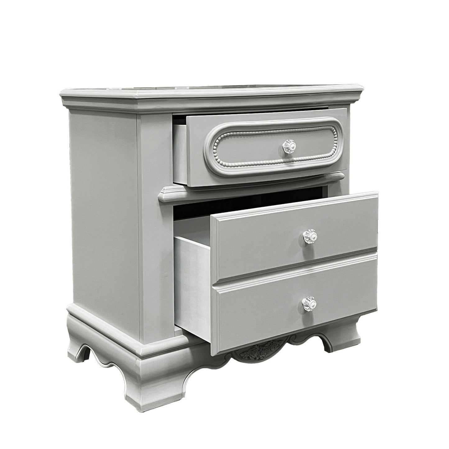 Grey 3-Drawer Nightstand