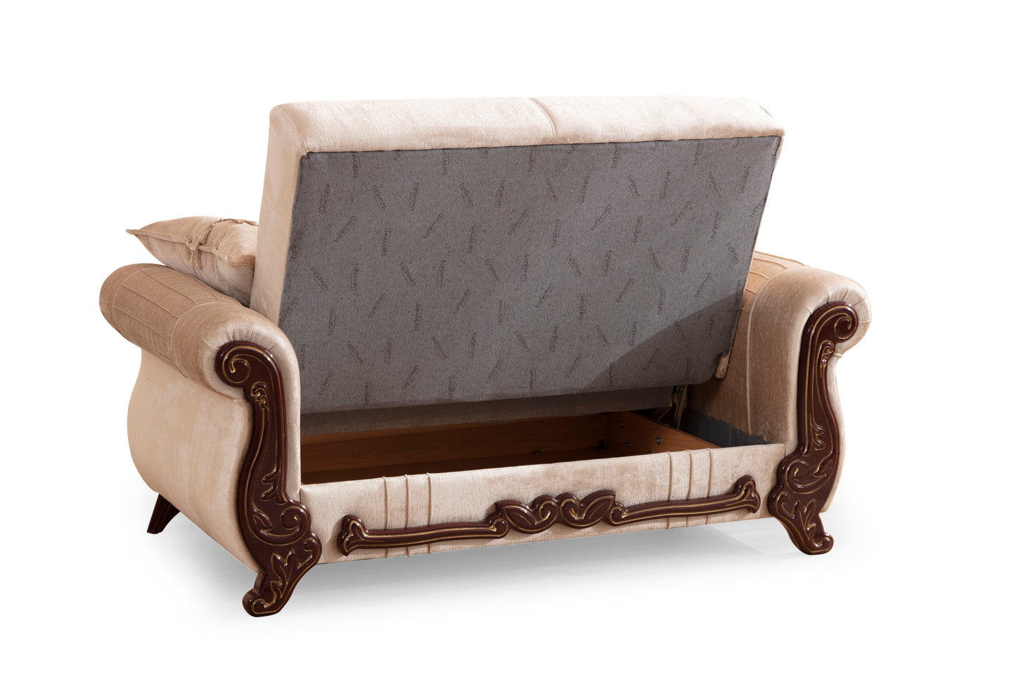 Traditional Style 3 Pc living room set Made With Chenille Upholstery & wood in Beige Color