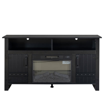 TVstandTVcabinet,media console,storage cabinet,entertainment center,with electronicfireplace and remote control,using the latest infrared heating technology,electronic flame beautiful,safe color:black