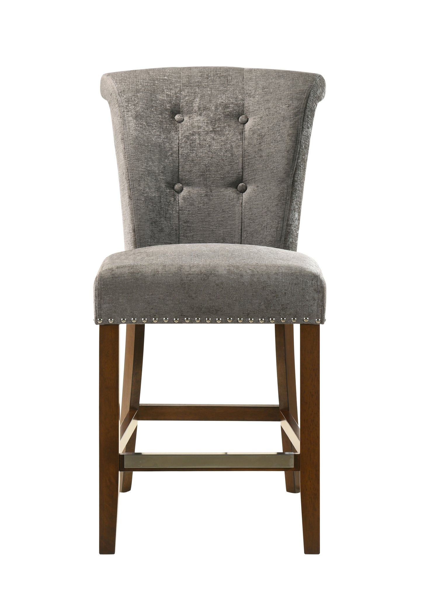 Auggie 20.5" Gray Fabric Counter Height Chair with Nailhead Trim