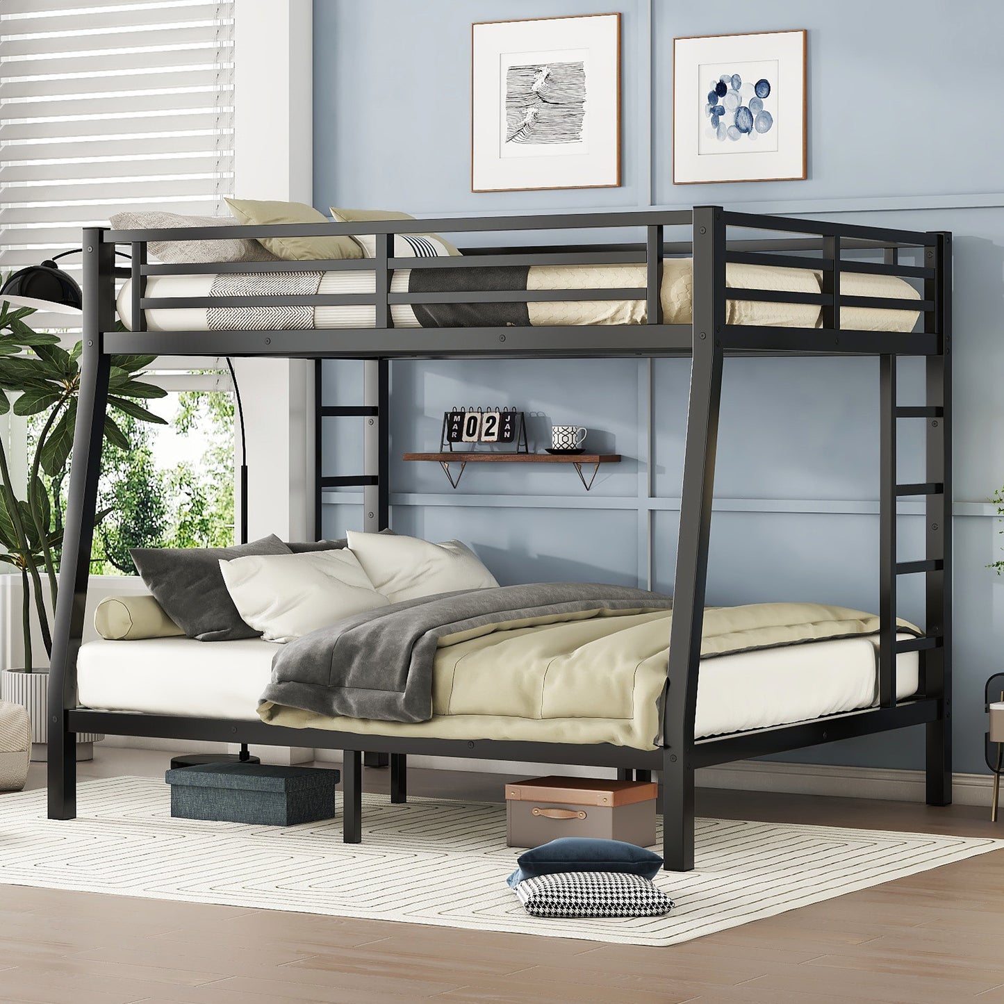 Metal Full XL over Queen Bunk Bed for Teens and Adults,Space-Saving/Noise Reduced/No Box Spring Needed, Old SKU W1307S00046