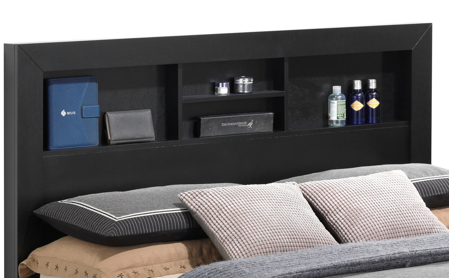 Transitional Black King Storage Bed