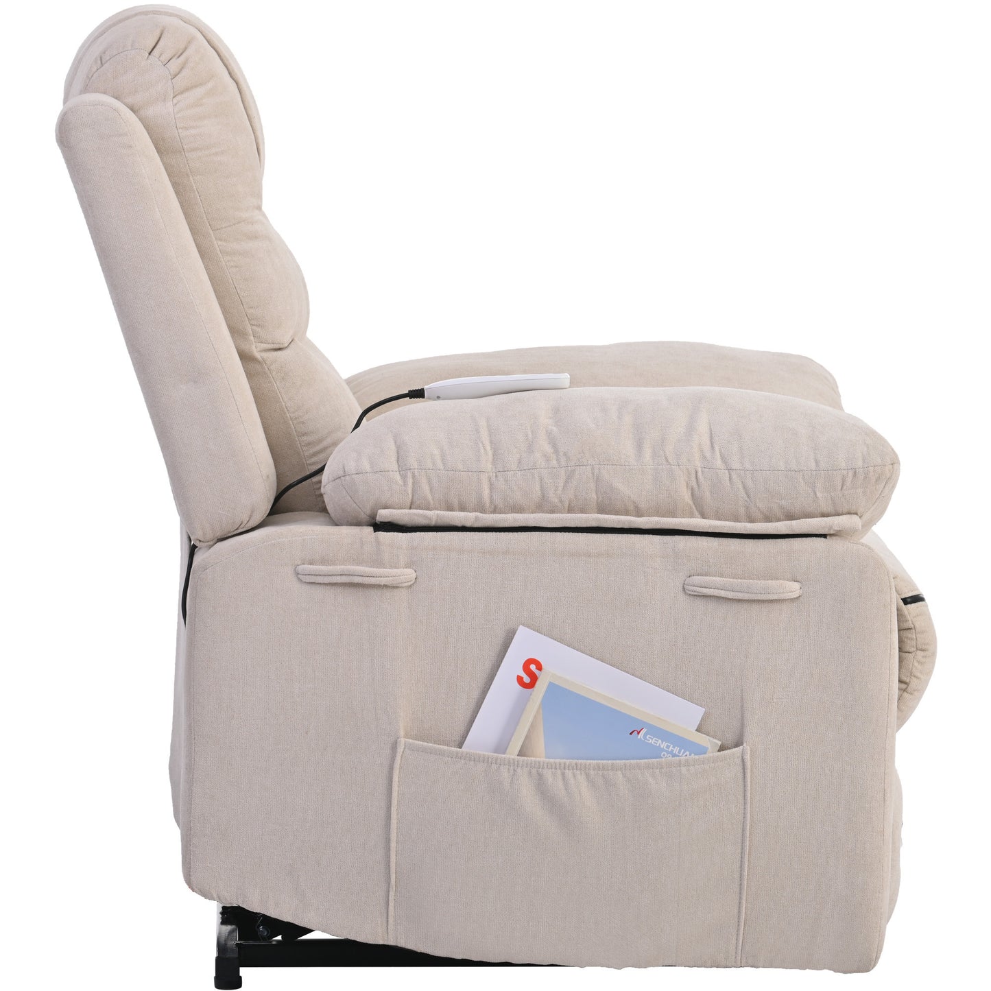 Massage Recliner,Power Lift Chair for Elderly with Adjustable Massage and Heating Function,Recliner Chair with Infinite Position and Side Pocket for Living Room ,Beige