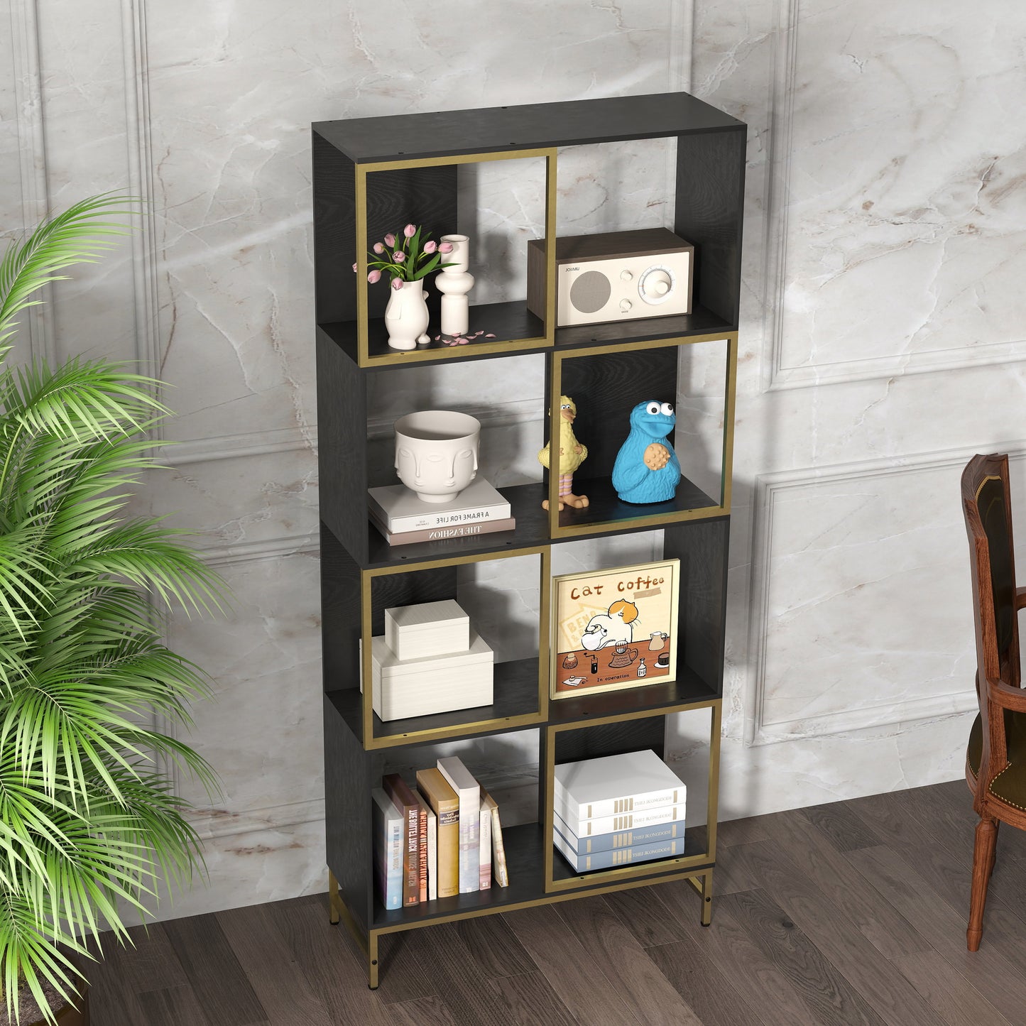 4-Tier Storage Shelves, Bookcase Display Storage Shelf Corner Shelf for Small Space, Living Room