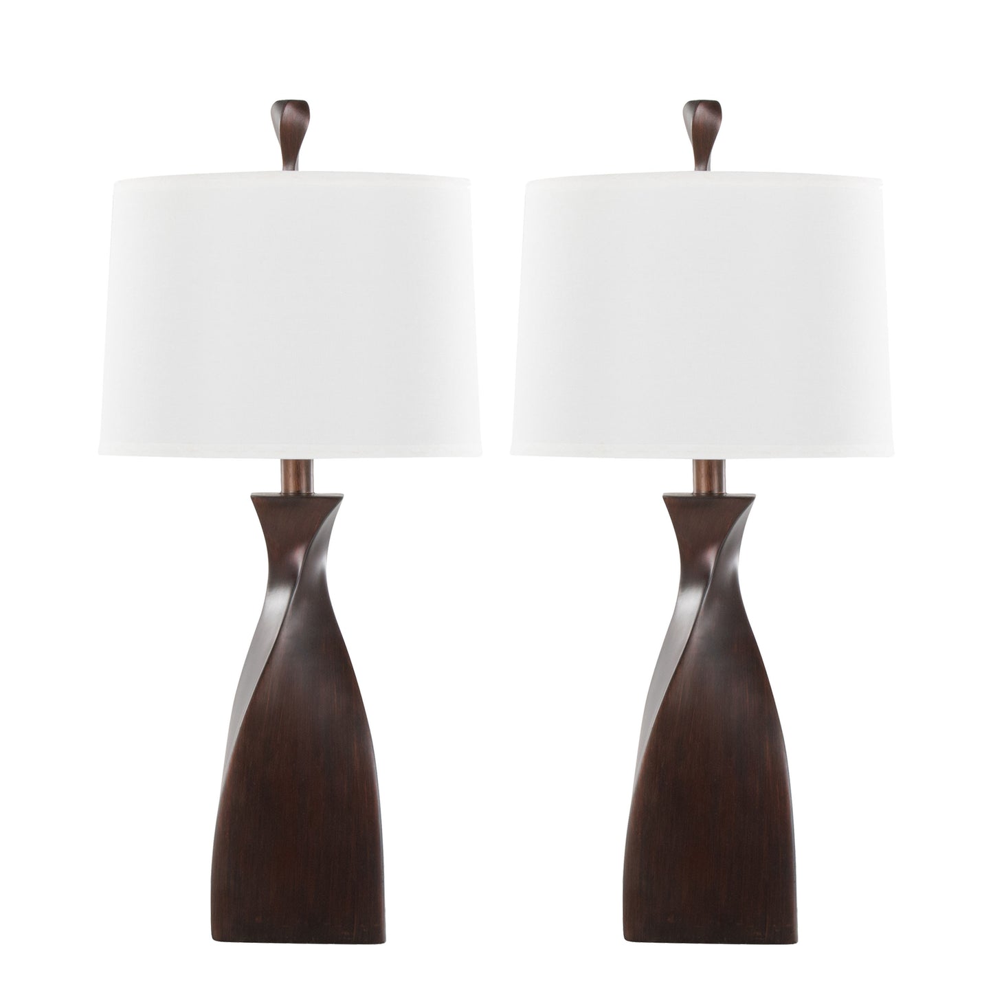 Curvo 30' Contemporary Polyresin Table Lamp in Copper Bronze Polyresin with Natural Linen Shade from Grandview Gallery by LumiSource - Set of 2