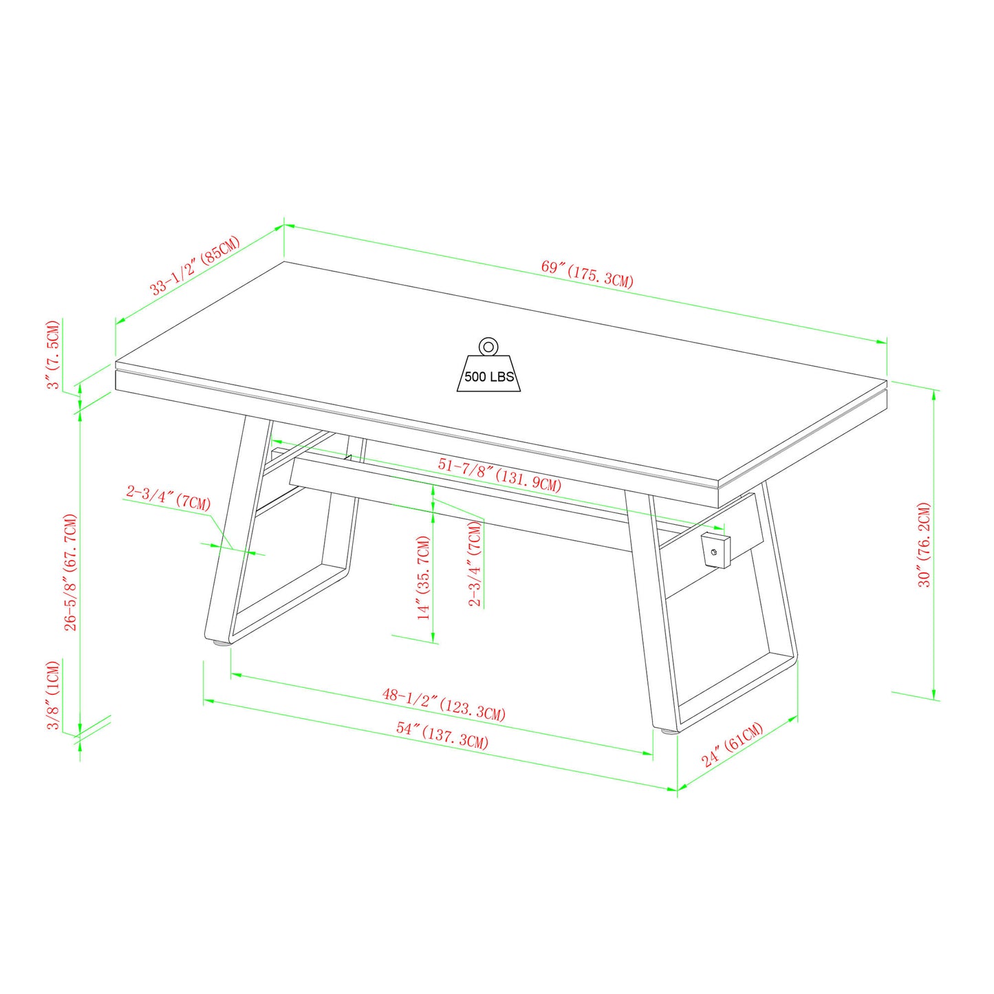 Modern Industrial Metal and Wood Large Dining Table – Dark Walnut