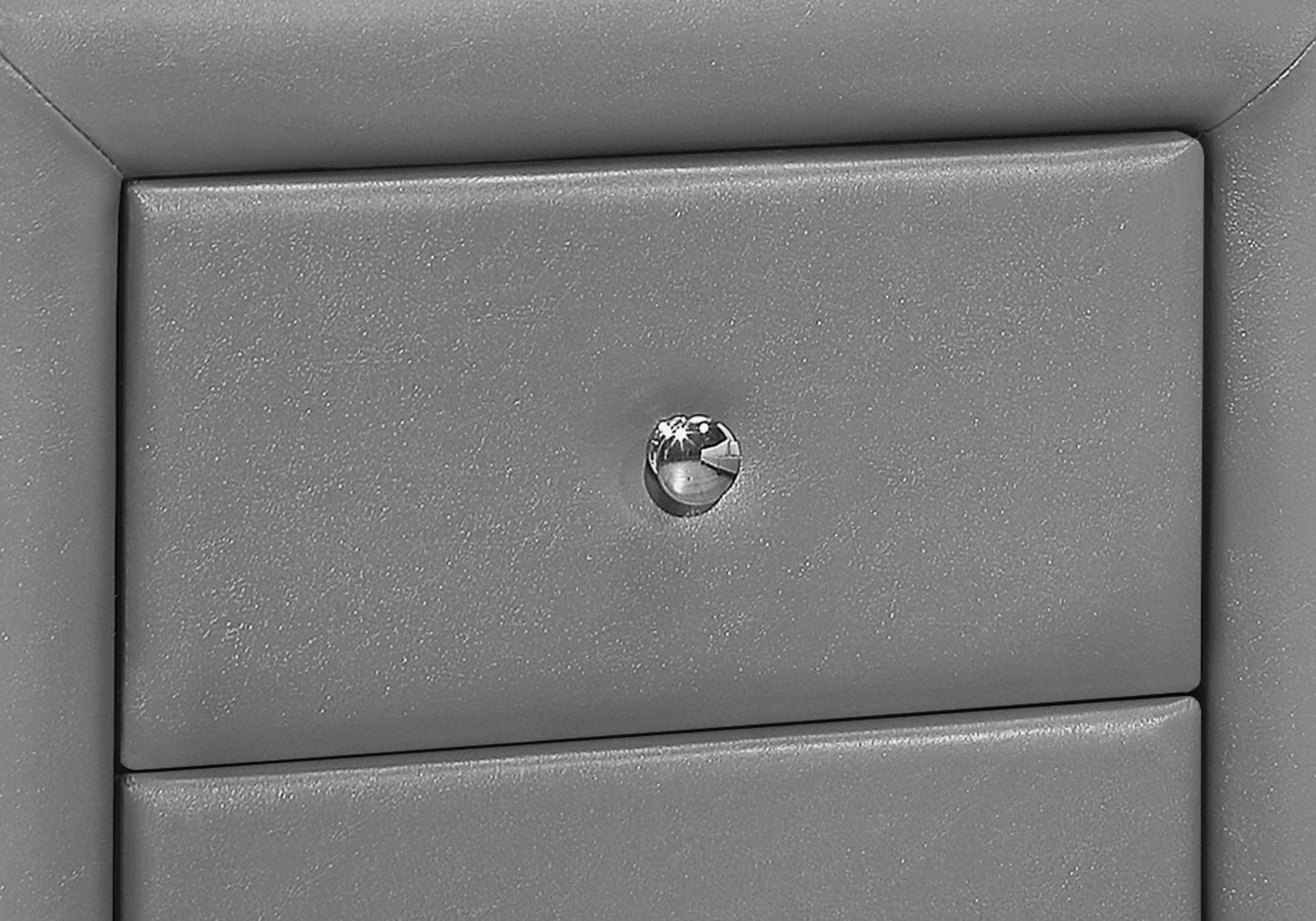 Nightstand, Nightstand, End, Side, Lamp, Storage Drawer, Bedroom, Upholstered, Grey Leather Look, Transitional